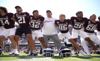 Head coach Mike Elko is "really enthusiastic about us where we are going" with his Texas A & M Aggies