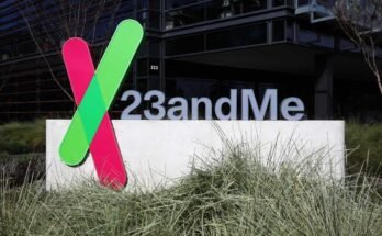 A sign is displayed in front of the 23andme seat on February 01, 2024 in Sunnyvale, California.