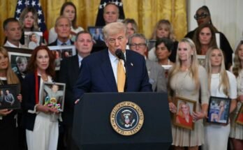 US President Donald Trump speaks before signing the "Stop all the fatal traffic of the fentanyl law," Who strengthens prison terms for fentanyl traffickers, in the east house from the White House in Washington, DC, on July 16, 2025.